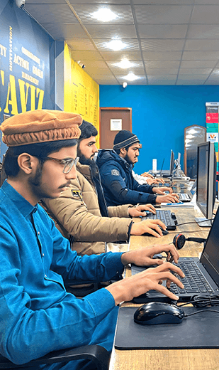 Developers at workstations