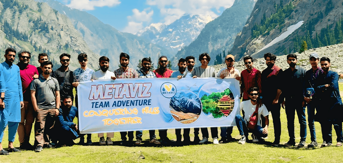 Team adventure trip in the mountains